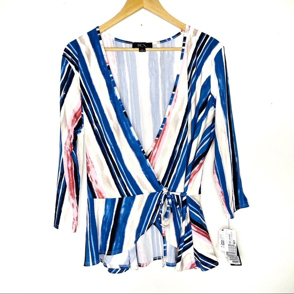 BCX Watercolor Wrap Blouse NWT Size XL - Picture 1 of 9